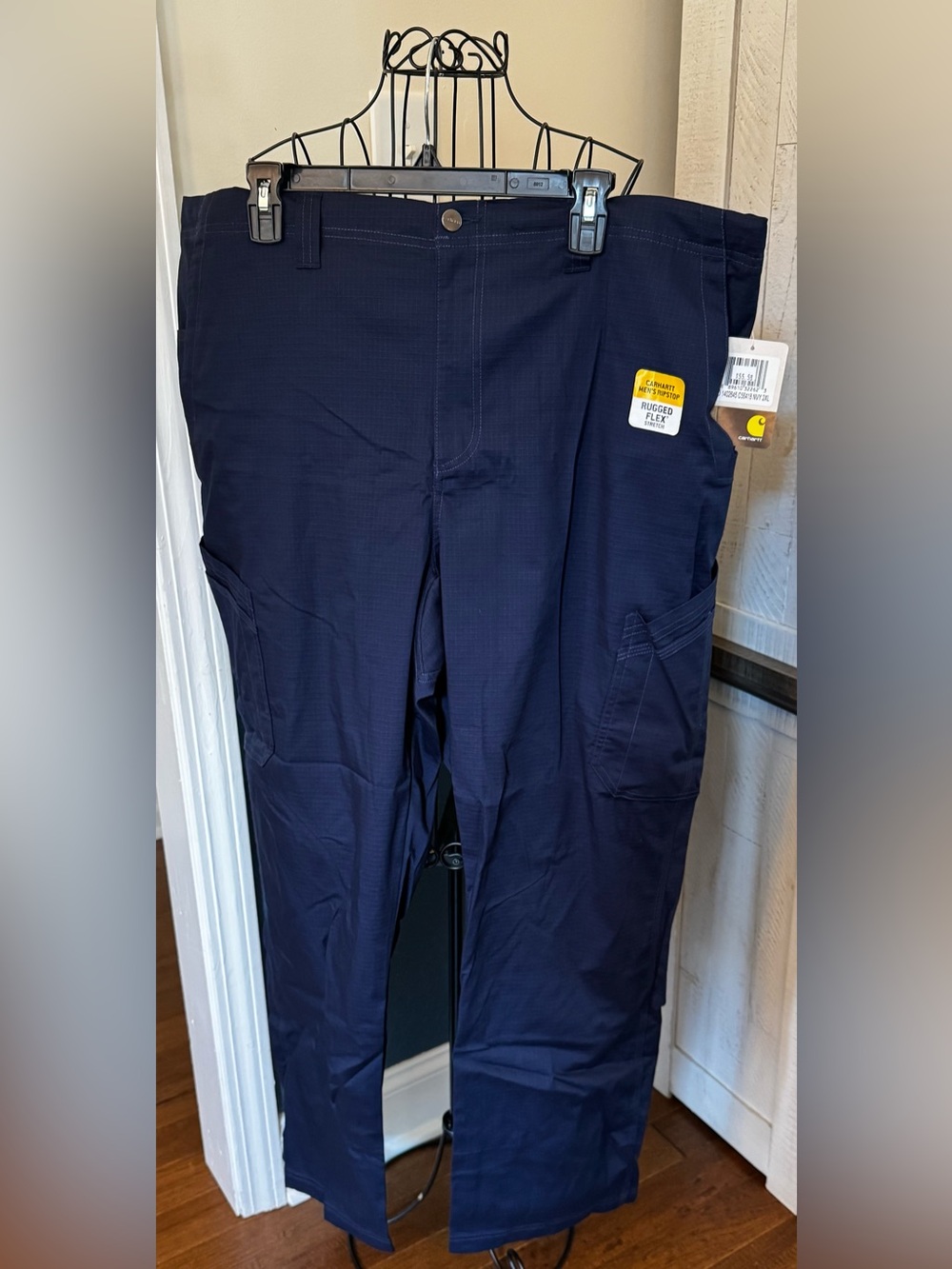 New Carhartt Men's Navy Blue Cargo Work Pants c56418 2X 2XL Scrub Rugged Flex